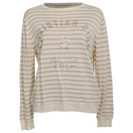 Christian Dior Pull rayé Dior Séville en lin crème Blanc Écru