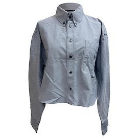 Camicia cropped con bottoni Ami Ami De Coeur in cotone blu Blu