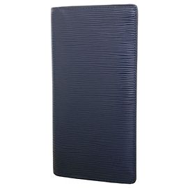 Cartera Larga Brazza de Cuero Epi Louis Vuitton Azul