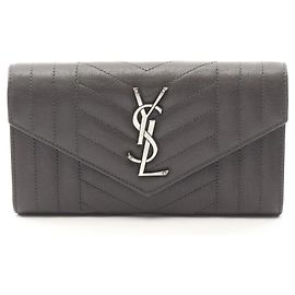 Yves Saint Laurent Paris College Bi-Fold Geldbörse Braun