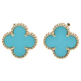Pendientes Vintage Alhambra de turquesa de Van Cleef & Arpels Azul Dorado