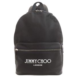 Jimmy Choo Logo Backpack in Black Nylon Black