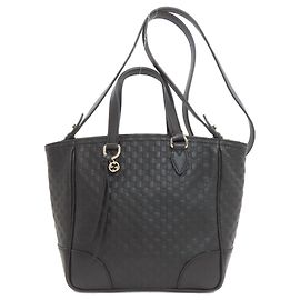Gucci 449241 Guccissima Microssima 2-Way Handbag Black