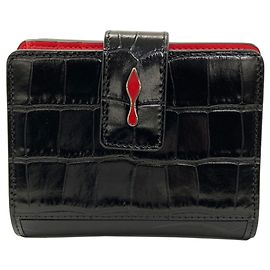 Christian Louboutin Paloma Bi-Fold Leather Wallet Black Red