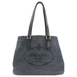 Prada Blue Denim Tote Bag Blue
