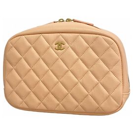 Chanel Matelassé Pink Champagne Pouch Pink