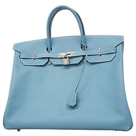 Hermès Hermes Birkin 40 Handbag in Blue Jean Blue