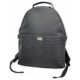 Fendi Peekaboo Leather Backpack Black Yellow