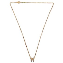 Hermès Mini Pop H Necklace, Brown Grace, Gold hardware Beige Golden Light brown