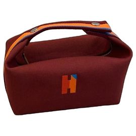Hermès Bride-A-Brac Case Canvas Bordeaux Dark red