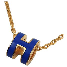 Hermès Necklace Mini Pop H, Blue Royal, Gold hardware Bleu Bleu Marine