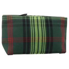 BURBERRY Nova Check Clutch Bag Canvas Green Gold Auth YKZ1531A Golden Green