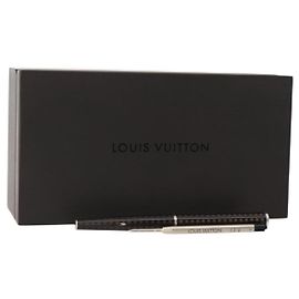 Louis Vuitton Ensemble de Étui Stylo Métal Bois Marron LV Auth bs34322 Marron
