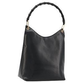 Borsa a Spalla Gucci in Pelle Nera e Oro Auth 175213 Nero D'oro
