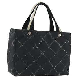 CHANEL Nova Bolsa de Viagem Nylon Preta CC Auth 175651A Preto