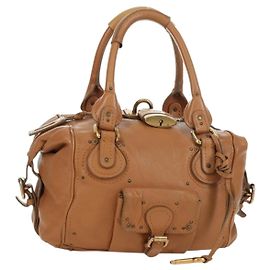 Chloé Chloe Paddington Handtasche aus Leder Beige Gold Silber Authentisch 174758A Silber Beige Golden
