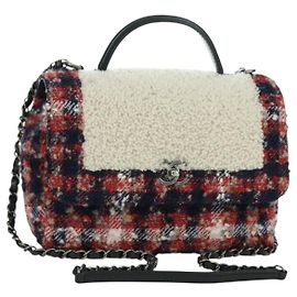 CHANEL Borsa a Mano 25 Catena Tweed Multicolore Argento CC Auth YKZ1266SAM Argento Multicolore