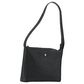 BALLY Bolsa de Ombro de Couro Preta e Dourada Auth 176596 Preto Dourado