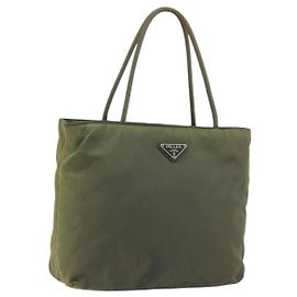PRADA Handtasche aus Nylon Khaki Silber authentisch 175731 Silber Khaki