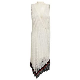 Vestido midi de algodão com ilhós sem mangas e decote em V branco Oscar de la Renta Branco