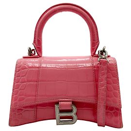 Bolsa Hourglass Small em couro estampado rosa Balenciaga Rosa