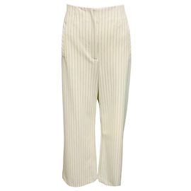 Veronica Beard Ecru Multi Dova Pinstriped Pant Beige