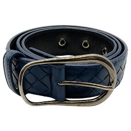 Cinto de couro intrecciato azul marinho Bottega Veneta Azul marinho
