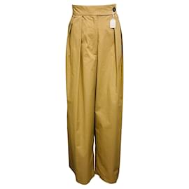 Beige Kaki Weite Baumwollhose von Dries Van Noten Kamel