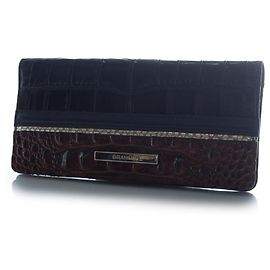 Autre Marque Brahmin, croc embossed brown blue leather wallet Brown Blue