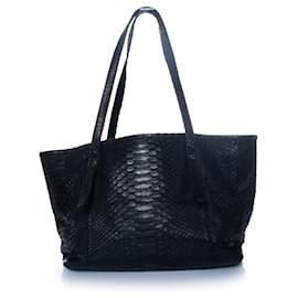 Autre Marque Mini Tote Bag aus Pythonleder Nummer Neun Schwarz