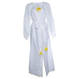 Autre Marque Robe maxi en lin blanc Sage & Ivy Blanc Jaune