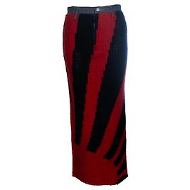 Evisu, maxi wool skirt with denim Black