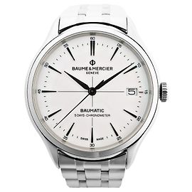 Baume & Mercier Clifton Vomatic M0A10505 6197815 SS AT Watch with White Dial White