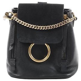 Chloé Sac à dos en cuir et daim Chloe Faye en noir Beige
