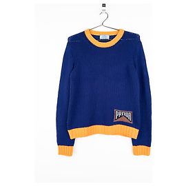 Prada AW18 Graphic Race Logo Knit Sweater Navy blue