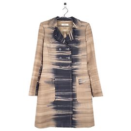 Prada AW04 Sample Double Breasted Tie Dye Coat Beige