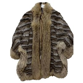 Seltene Vintage Yves Saint Laurent Kunstfell-Poncho Größe 38 Gebraucht Andere