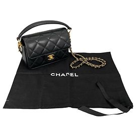 Chanel Matelassé Black Leather Handbag Black
