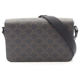 Céline Celine Triomphe Flap Messenger Bag Black