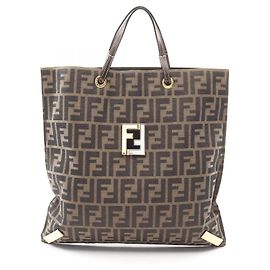 Bolsa Tote Fendi Zucca Marrom Couro e Nylon Marrom