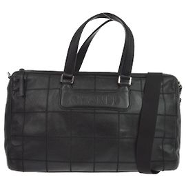 Chanel Square Stitch Duffle Bag Quilted Caviar Large Black
