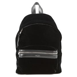 Yves Saint Laurent Black Velour City Backpack Black