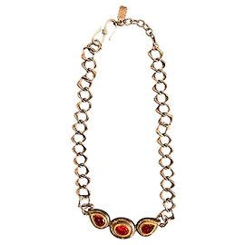 Yves Saint Laurent Silver-Plated Necklace with Red Pearls Other