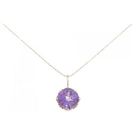 Autre Marque Au750 Amethyst-Diamant-Halskette Lila