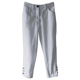 JEANS CAPRI EN COTON CHANEL. Blanc