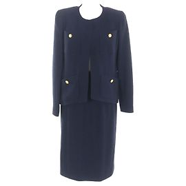 Terno de Lã Chanel BOUTIQUE Azul Azul marinho