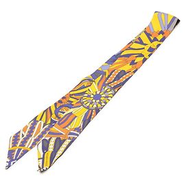 Lenço Hermès Twilly LES FLOTS DU CHEVAL Laranja Roxo Amarelo