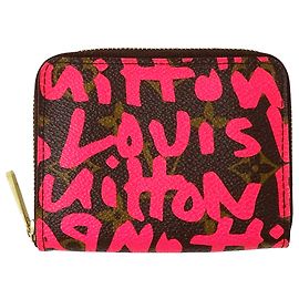 Monedero Monogram Graffiti Louis Vuitton Castaño Rosa Otro Fucsia Monograma