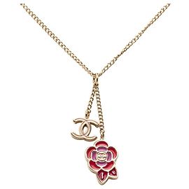 Collar con motivo de flor Camelia Coco de Chanel Rosa Roja Dorado