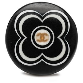 Chanel Coco Mark Blumenmotiv Ring Schwarz
